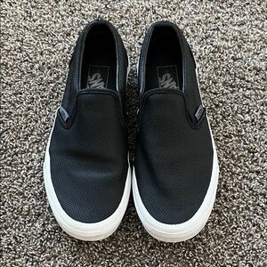 Vans Men's Black and White Slip-On Sneakers
